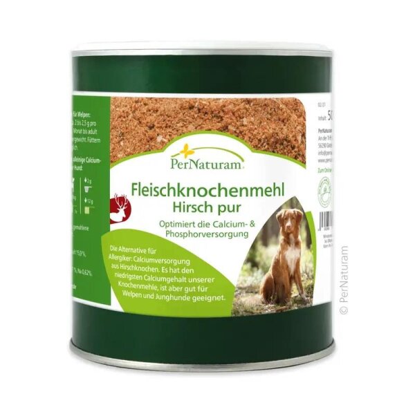 PerNaturam Fleischknochenmehl Hirsch pur - 500g