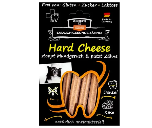 QCHEFS Hard Cheese Kauknochen für Hunde - 4Stk / 100g - Zahnpflege