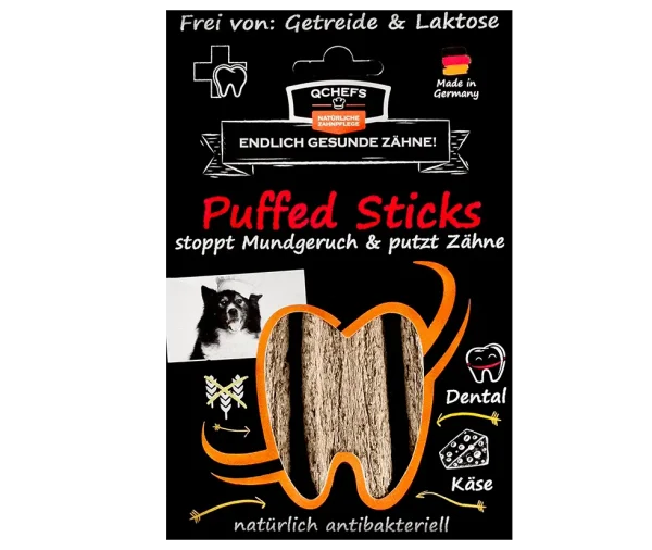 QCHEFS Puffed Sticks Kauknochen für Hunde - 3Stk / 72g - Zahnpflege