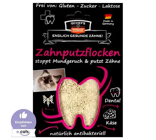 QCHEFS Zahnputzflocken für Katzen 80g – Zahnpflege