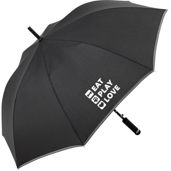 Regenschirm - hochwertig für Hundeliebhaber/innen - EAT PLAY LOVE - mit abnehmbaren Kotbeutelhalter