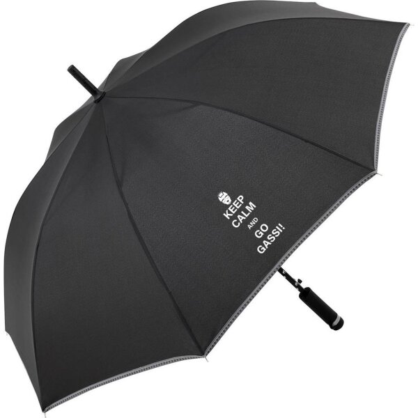 Regenschirm - hochwertig für Hundeliebhaber/innen - Keep Calm - mit abnehmbaren Kotbeutelhalter