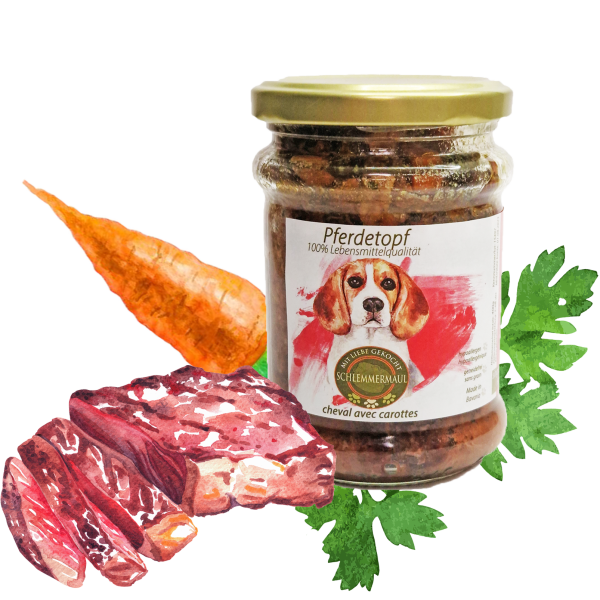 Schlemmermaul Hunde Menü - Pferdetopf 200g im Glas