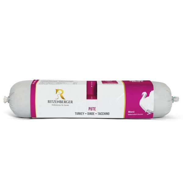 Ritzenberger Hunde Menü Duo-Rolls - Pute mit Süßkartoffel und Zucchini 2x400g Duo-Rolls
