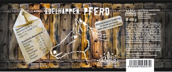 Tarus Edelhappen Pferd 400g pur - Reinfleischdose