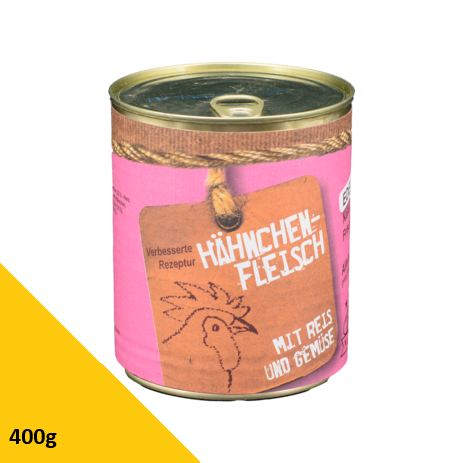 Tarus Naturkost Hund - Edel Menü Dose: Hähnchen mit Reis & Gemüse 400g