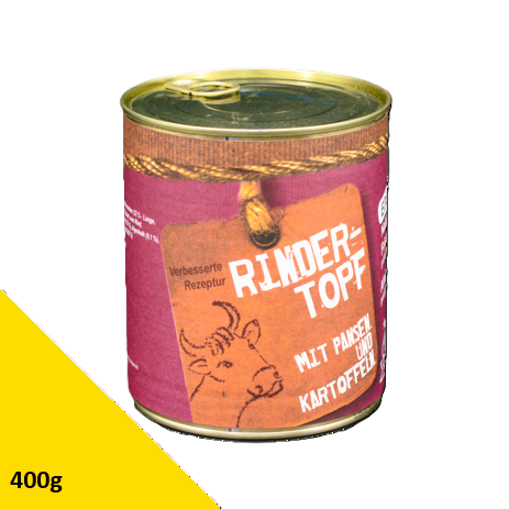 Tarus Naturkost Hund - Edel Menü Dose: Rindertopf mit Pansen & Kartoffel 400g
