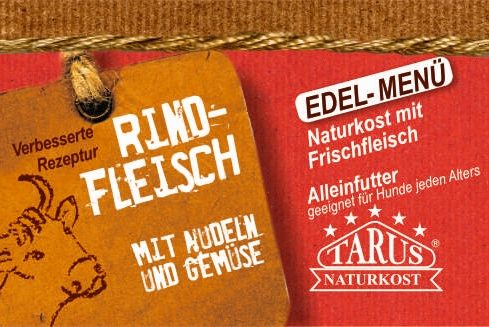 Tarus Naturkost Hund - Edel Menü Dose: Rindfleisch mit Nudeln und Gemüse 200g