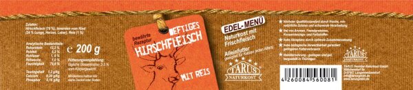 Tarus Naturkost Katze - Deftiges Hirschfleisch mit Reis 200g - Menü für Katzen