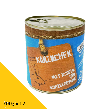 Tarus Naturkost Hund - Edel Menü Dose: Kaninchen und Rind mit Nudeln und Wurzelgemüse 200g 12er Pack