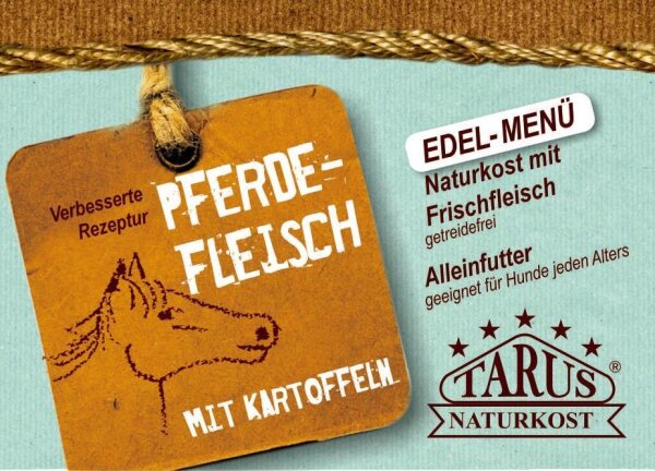 Tarus Naturkost Hund - Edel Menü Dose: Pferdefleisch mit Kartoffeln 800g 6er Pack
