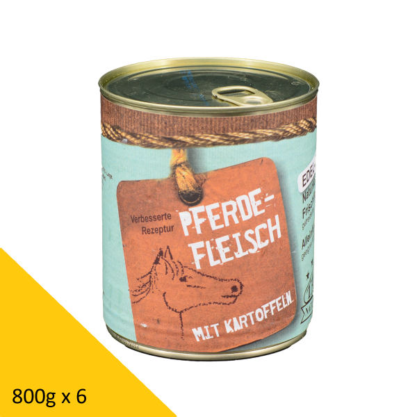 Tarus Naturkost Hund - Edel Menü Dose: Pferdefleisch mit Kartoffeln 800g 6er Pack
