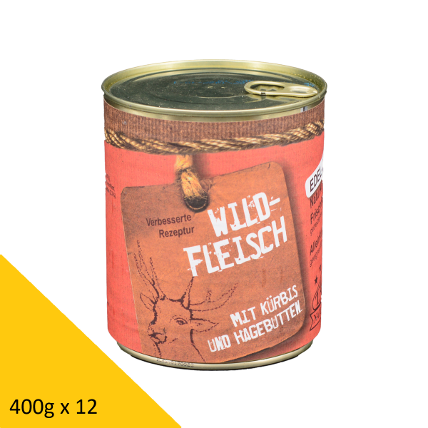 Tarus Naturkost Hund - Edel Menü Dose: Wildfleisch mit Kürbis & Hagebutte 400g 12er Pack