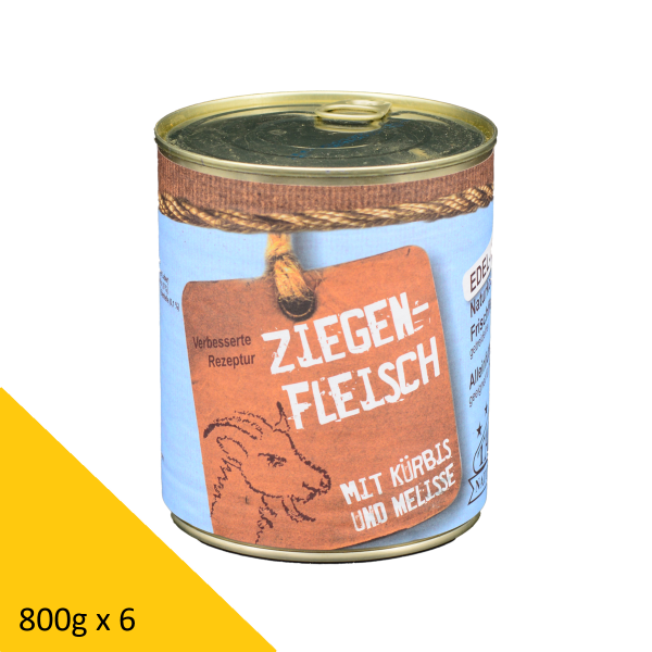 Tarus Naturkost Hund - Edel Menü Dose: Ziegenfleisch mit Kürbis & Melisse 800g 6er Pack