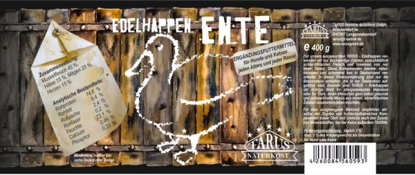 Tarus Edelhappen Ente 400g pur - 12er Pack Reinfleischdosen