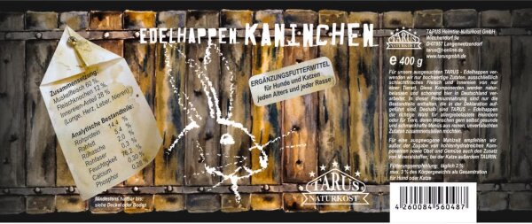 Tarus Edelhappen Kaninchen 400g pur - 12er Pack Reinfleischdosen