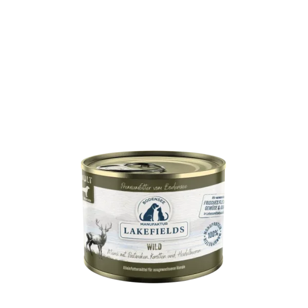 Lakefields Hunde-Nassfutter 200g - WILD mit Pastinaken, Karotten & Heidelbeeren ( Hirsch )
