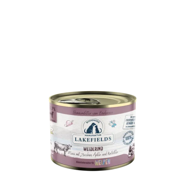 Lakefields Hunde-Nassfutter 200g - WEIDERIND mit Zucchini, Äpfeln & Kartoffeln