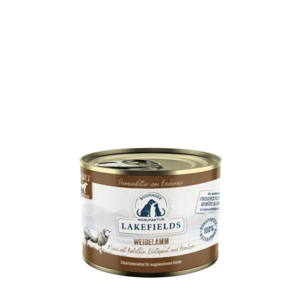 Lakefields Hund Dose - Weidelamm mit Kartoffeln, Blattspinat & Kräutern 200g