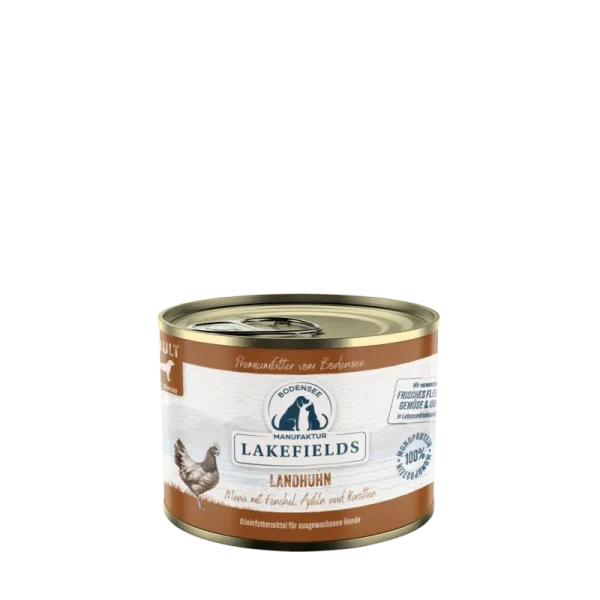Lakefields Hund Dose - Landhuhn mit Fenchel, Äpfeln & Kartoffeln 200g