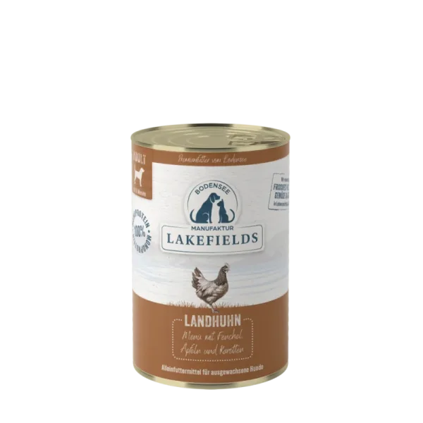 Lakefields Hunde-Nassfutter 400g - LANDHUHN mit Fenchel, Äpfeln & Kartoffeln