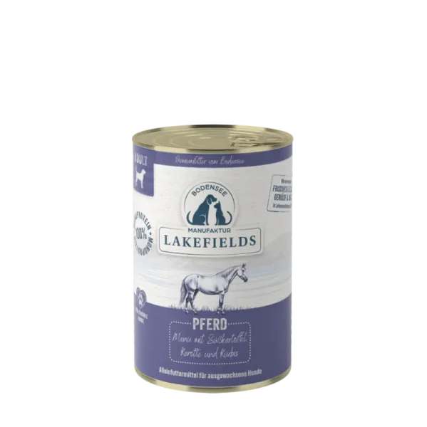 Lakefields Hund Dose - Pferd mit Süßkartoffeln, Karotte und Kürbis 400g