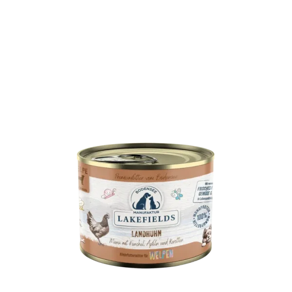 Lakefields Welpen-Nassfutter 200g - LANDHUHN mit Fenchel, Äpfeln und Kartoffeln für Welpen