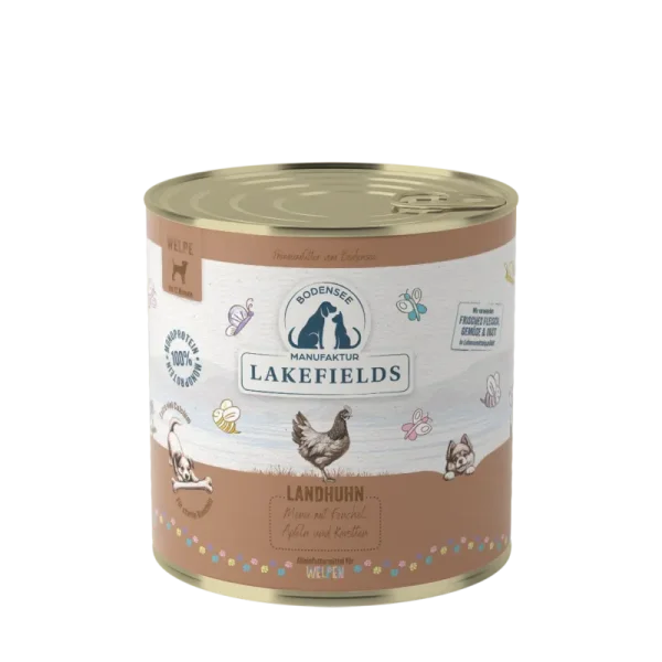 Lakefields Hund Dose Welpen - Landhuhn mit Fenchel, Äpfeln und Kartoffeln 800g
