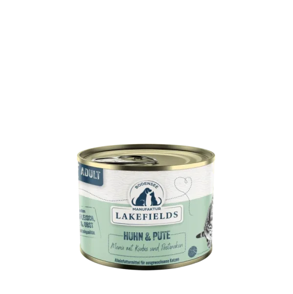 Lakefields Katze Dose - Huhn und Pute mit Kürbis, Pastinake und Fenchel 200g
