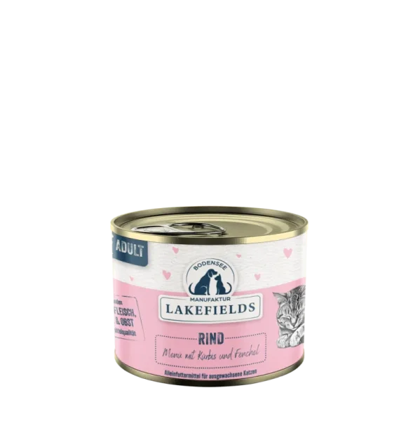 Lakefields Katze Dose - Rind pur mit Kürbis und Fenchel 200g