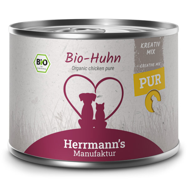 Herrmanns Reinfleisch Dose - Kreativ-Mix Bio Huhn - 200g Single Protein Nassfutter