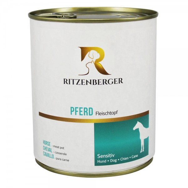 Ritzenberger Pure Fleisch Dose – Sensitiv Pferd Fleischtopf 800g - Pur Monoprotein