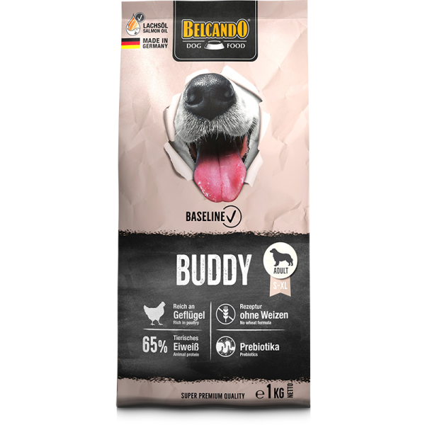 BELCANDO® Trockenfutter Baseline Buddy 1kg Reich an Geflügel für Hunde