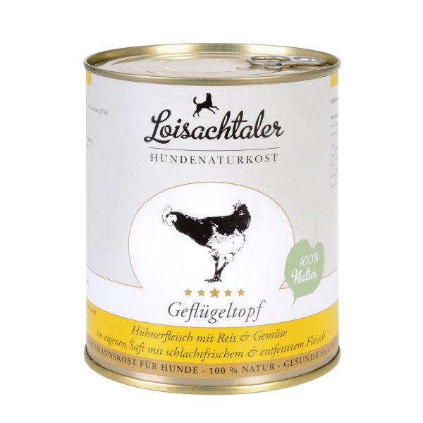 Loisachtaler Hunde Menü Dose - Geflügeltopf mit Karotten, Zucchini u. Reis 400g Nassfutter