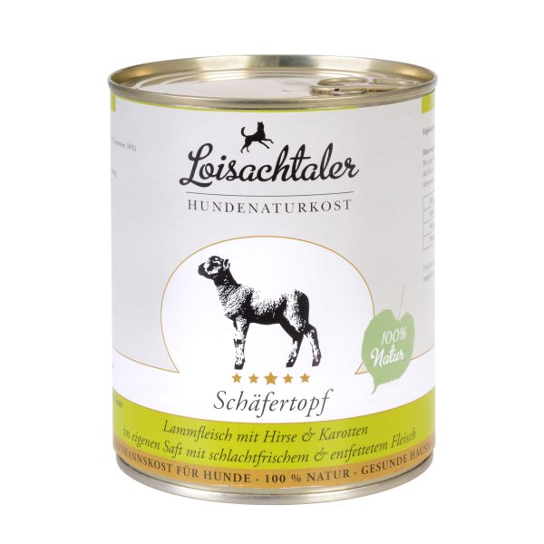 Loisachtaler Hunde Menü Dose - Schäfertopf Lamm mit Karotten u. Hirse 400g Nassfutter