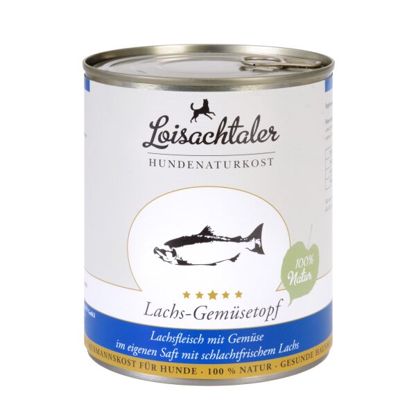 Loisachtaler Menü - Lachs-Gemüsetopf 800g Nassfutter für Hunde