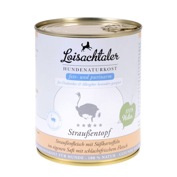 Loisachtaler Menü - Straußentopf 800g Nassfutter für Hunde