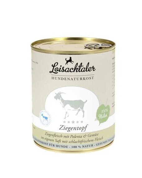 Loisachtaler Hunde Menü Dose - Ziegentopf mit Kürbis u. Maisgries 800g Nassfutter