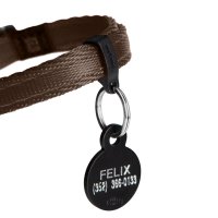 Katzen-Halsband mit NFC Chip Braun - mit Plakette zum Gravieren - Halsumfang 21-28 cm - Memopet