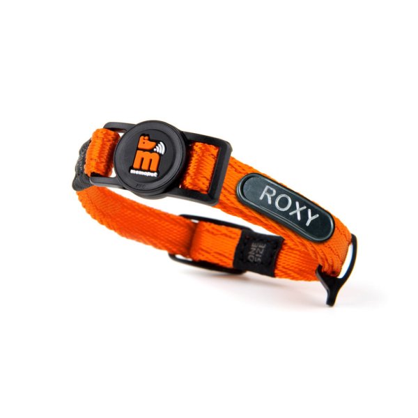 Katzen-Halsband mit NFC Chip Orange - mit Plakette zum Gravieren - Halsumfang 21-28 cm - Memopet