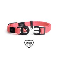 Katzen-Halsband mit NFC Chip Rosa - mit Plakette zum Gravieren - Halsumfang 21-28 cm - Memopet