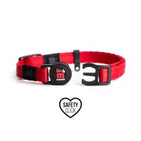 Katzen-Halsband mit NFC Chip Rot - mit Plakette zum Gravieren - Halsumfang 21-28 cm - Memopet