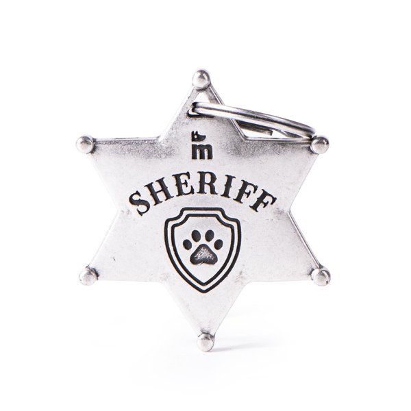 Charms: Bronx Sheriffstern Plakette aus altem Silber - Schmuckanhänger zum Gravieren