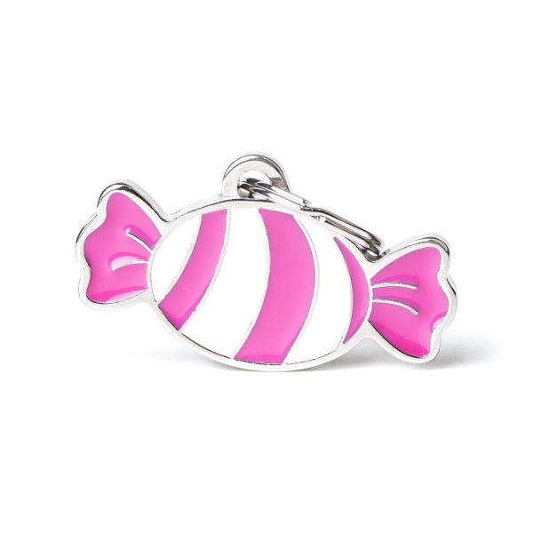 Charms: Bonbon pink weiss - Schmuckanhänger zum Gravieren