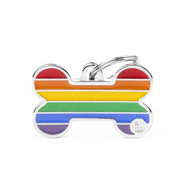 Charms: Regenbogenfarben Knochen groß - Schmuckanhänger zum Gravieren