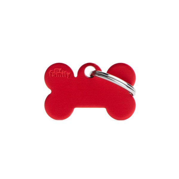 Charms: Kleiner Knochen Rot Aluminium - Schmuckanhänger zum Gravieren