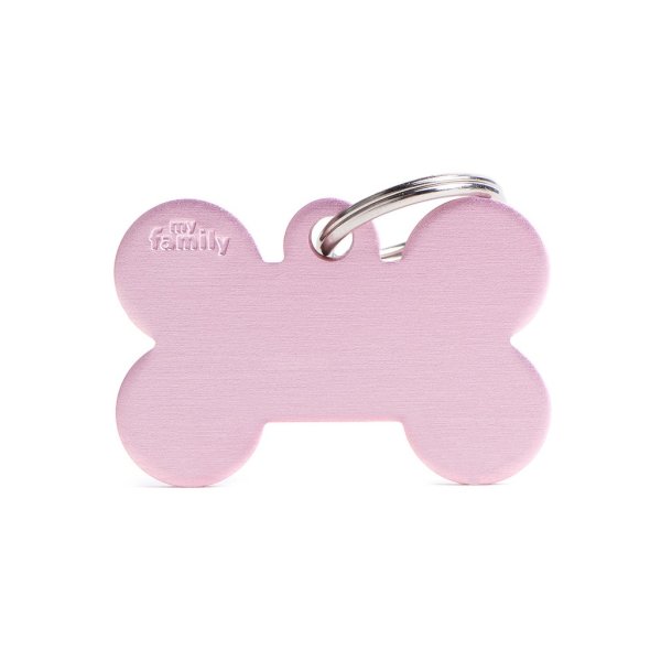 Charms: Großer Knochen Rosa Aluminium - Schmuckanhänger zum Gravieren