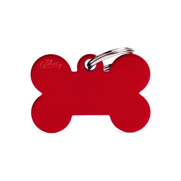 Charms: Großer Knochen Rot Aluminium - Schmuckanhänger zum Gravieren