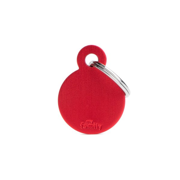 Charms: Kleiner Runder Chip Rot Aluminium - Schmuckanhänger zum Gravieren