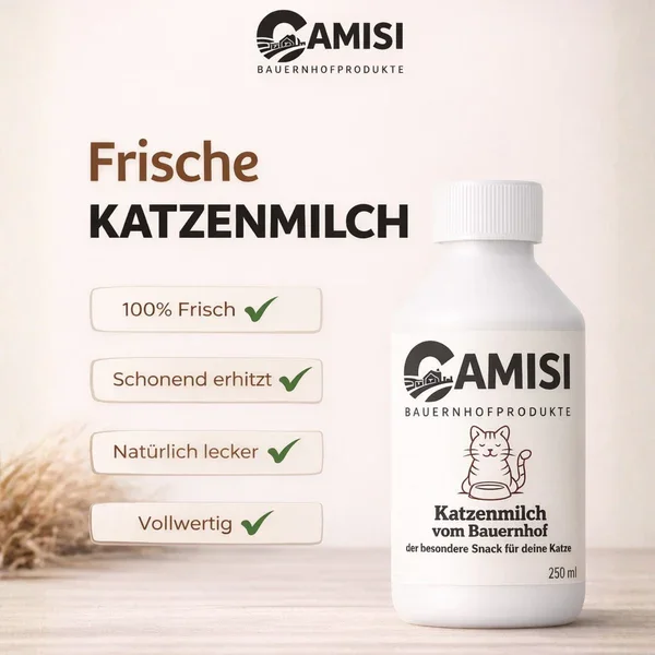 CAMISI Katzenmilch 250ml frisch vom Bauernhof Laktosereduziert mit Taurin